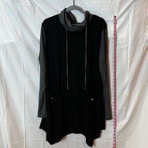 Bulotus Women's  Plus Size Cowl Neck Asymmetrical Hem Tunic Tops w/ Pockets 3XL